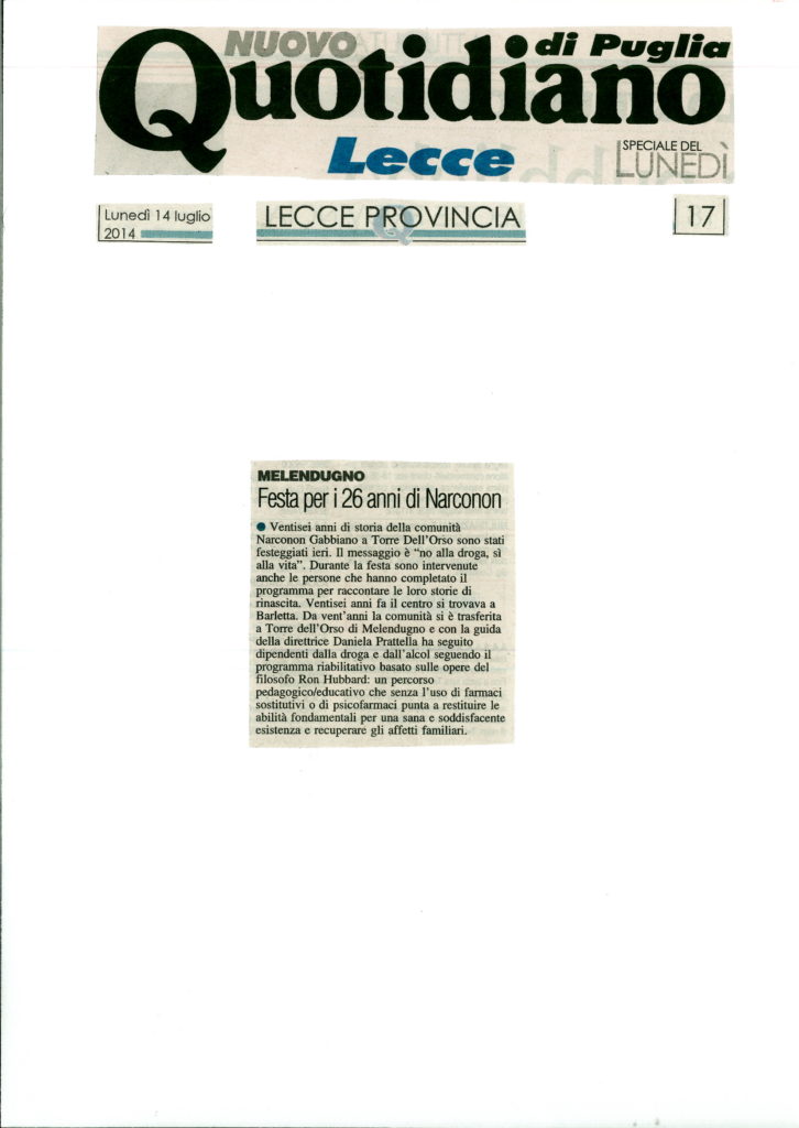 Quotidiano di Lecce Narconon